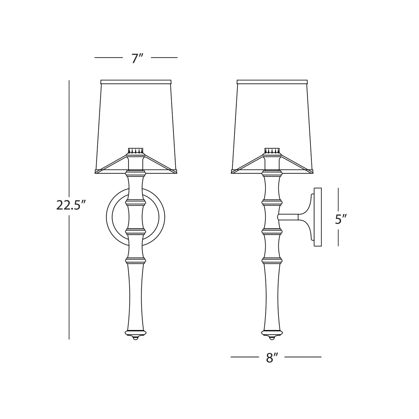 Kane Single Wall Light - line drawing.