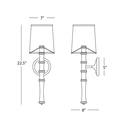 Kane Single Wall Light - line drawing.
