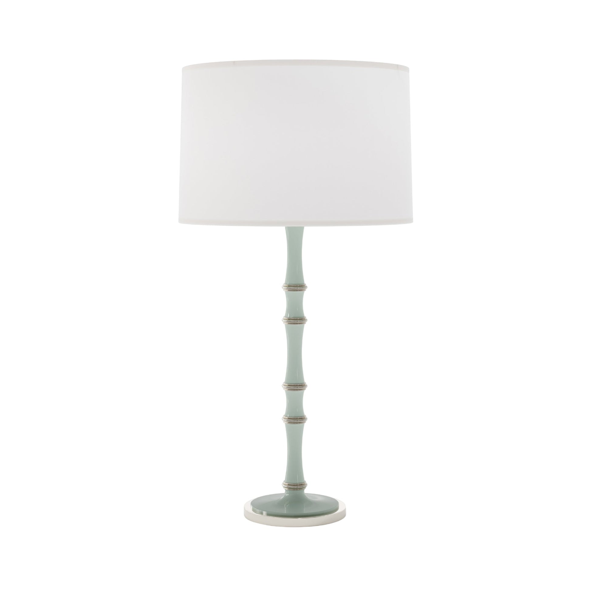 Kane Table Lamp in Celadon/Polished Nickel/Ascot White.