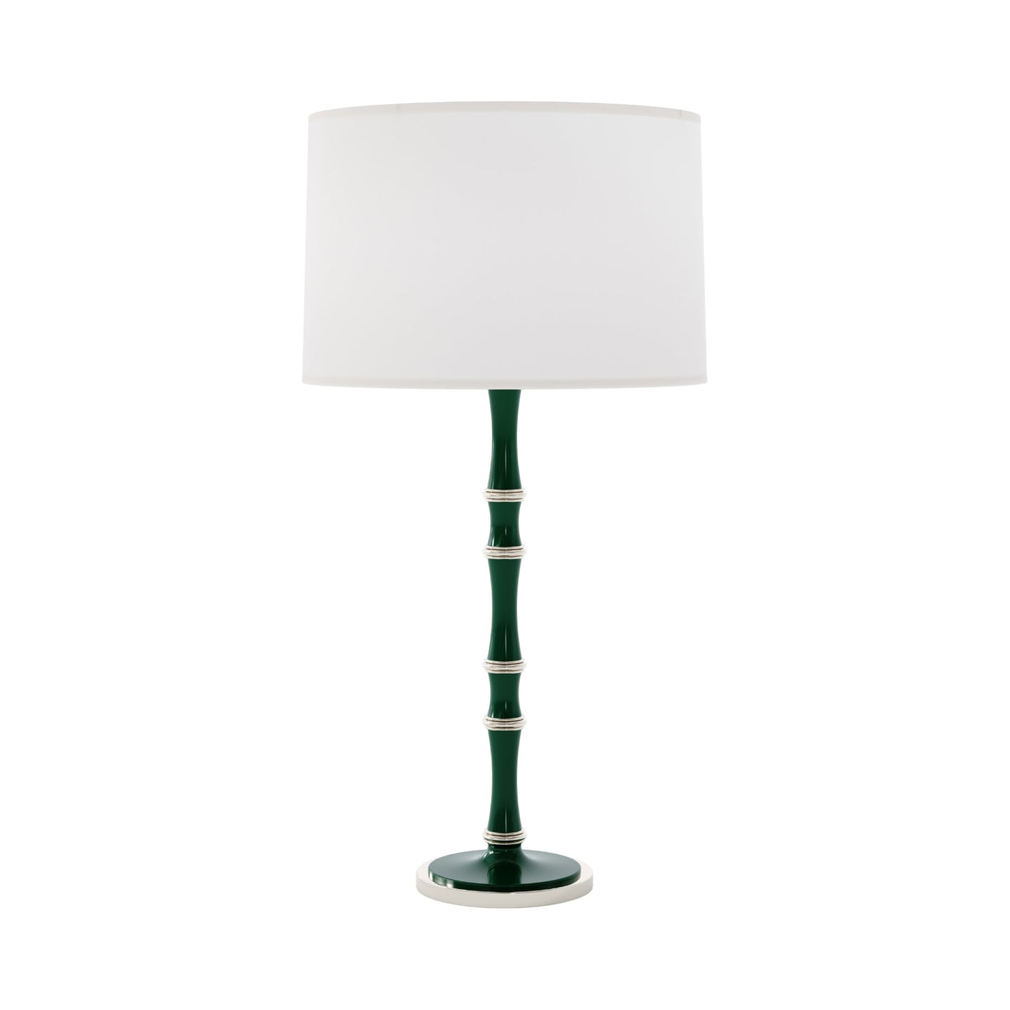 Kane Table Lamp in Jungle/Polished Nickel/Ascot White.