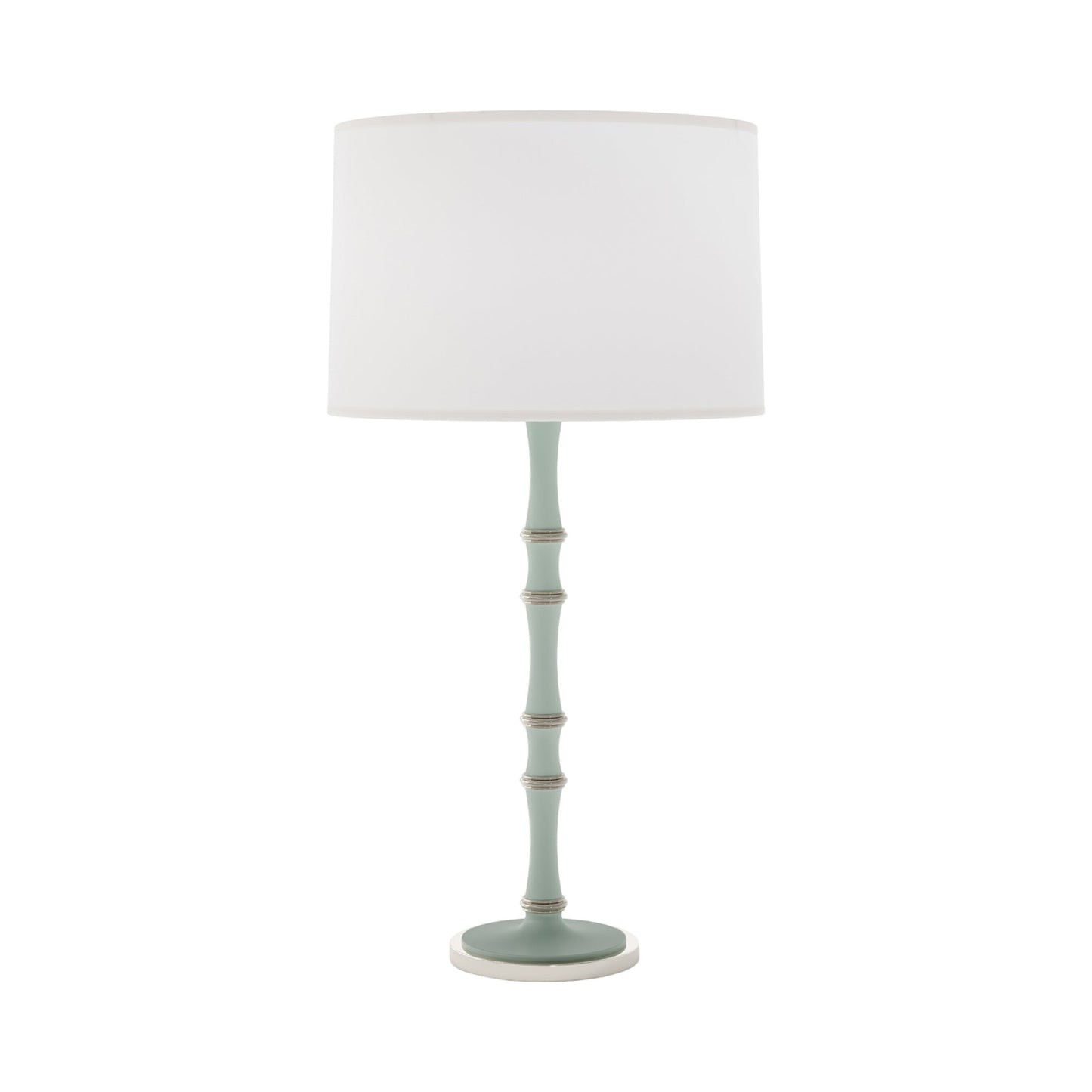 Kane Table Lamp in Matte Celadon/Polished Nickel/Ascot White.