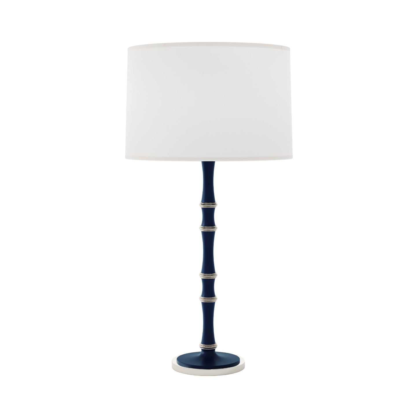 Kane Table Lamp in Matte Midnight Blue/Polished Nickel/Ascot White.