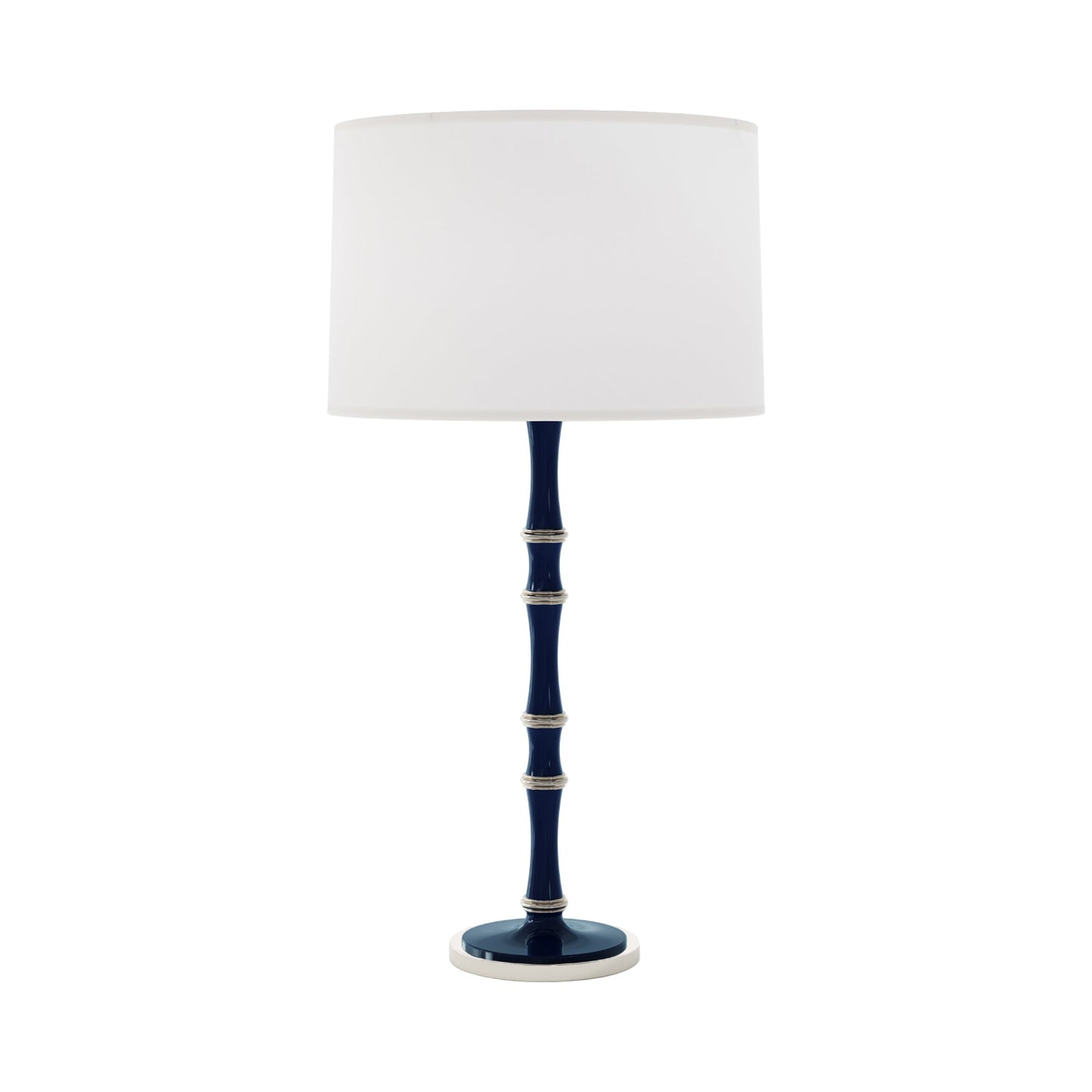 Kane Table Lamp in Midnight Blue/Polished Nickel/Ascot White.