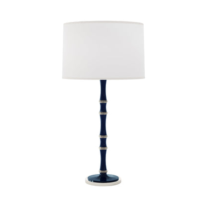 Kane Table Lamp in Midnight Blue/Polished Nickel/Ascot White.