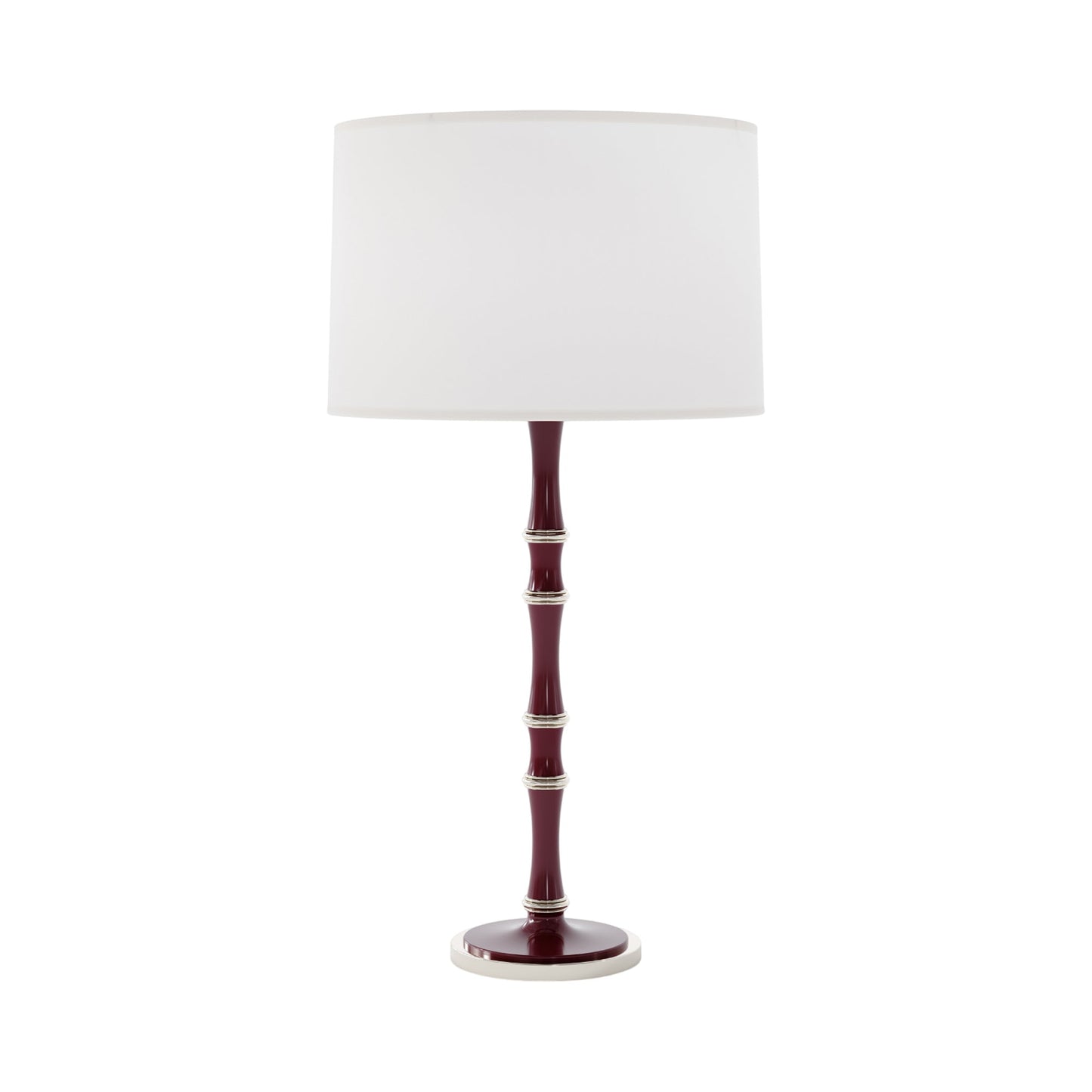 Kane Table Lamp in Sugar Plum/Polished Nickel/Ascot White.
