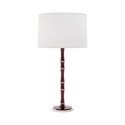 Kane Table Lamp in Sugar Plum/Polished Nickel/Ascot White.