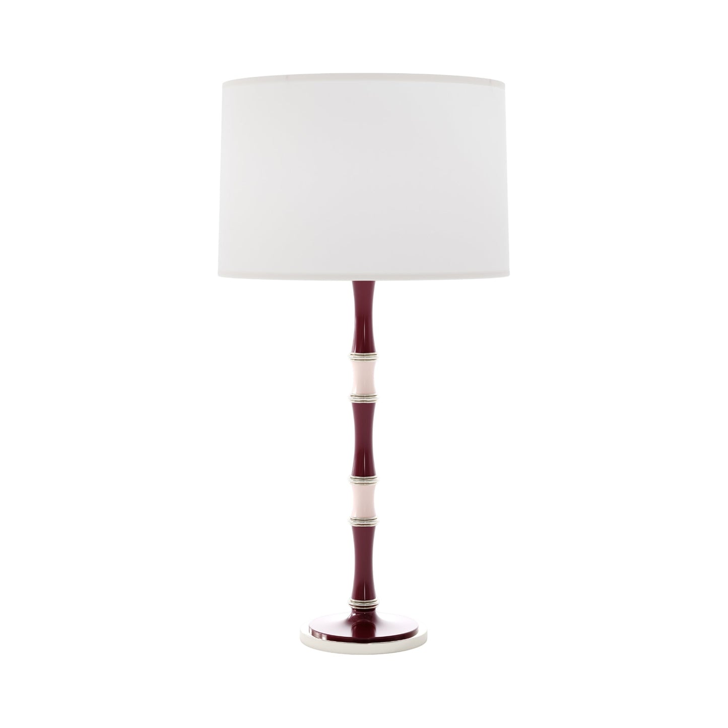 Kane Table Lamp in Sugar Plum and Rose Water/Polished Nickel/Ascot White.