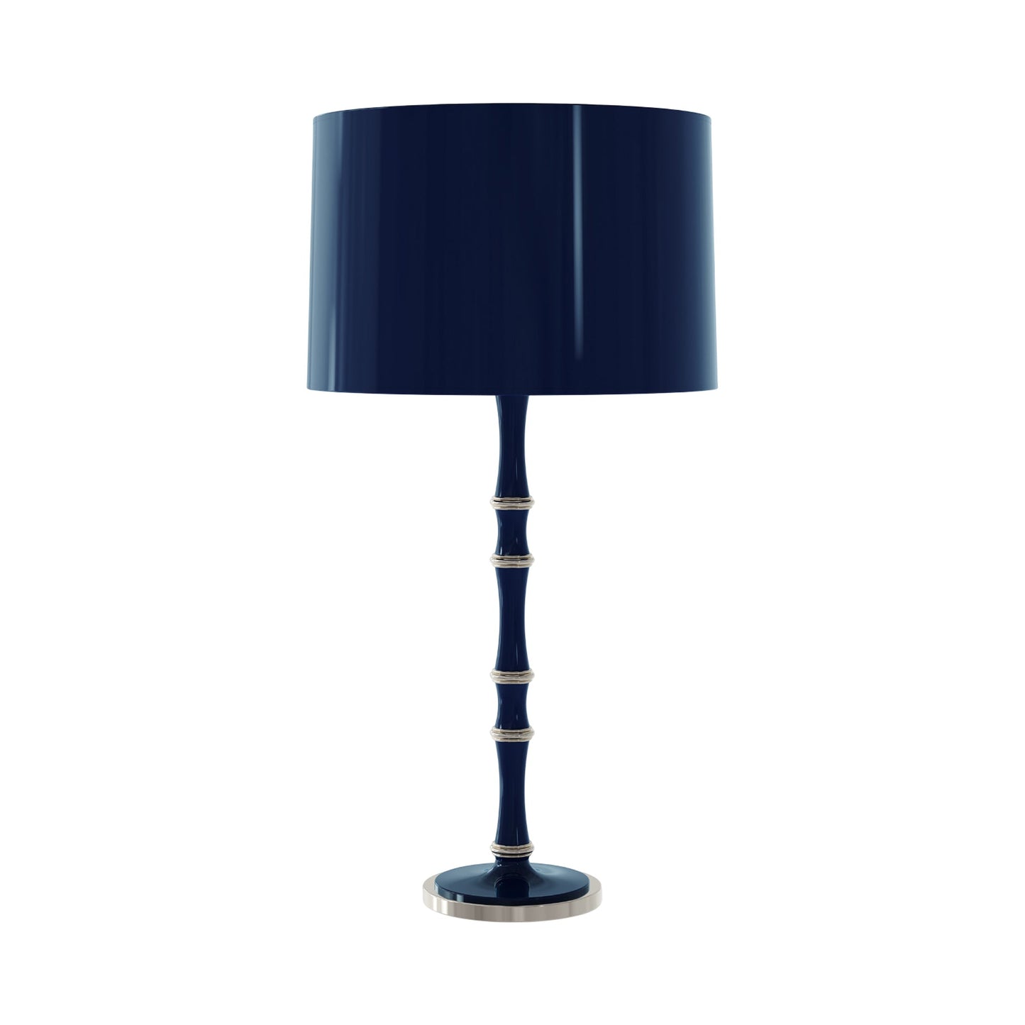Kane Table Lamp in Midnight Blue/Polished Nickel/Midnight Blue.