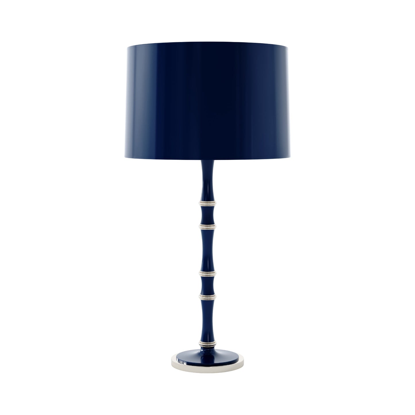 Kane Table Lamp in Midnight Blue and Matte Midnight Blue/Polished Nickel/Midnight Blue.