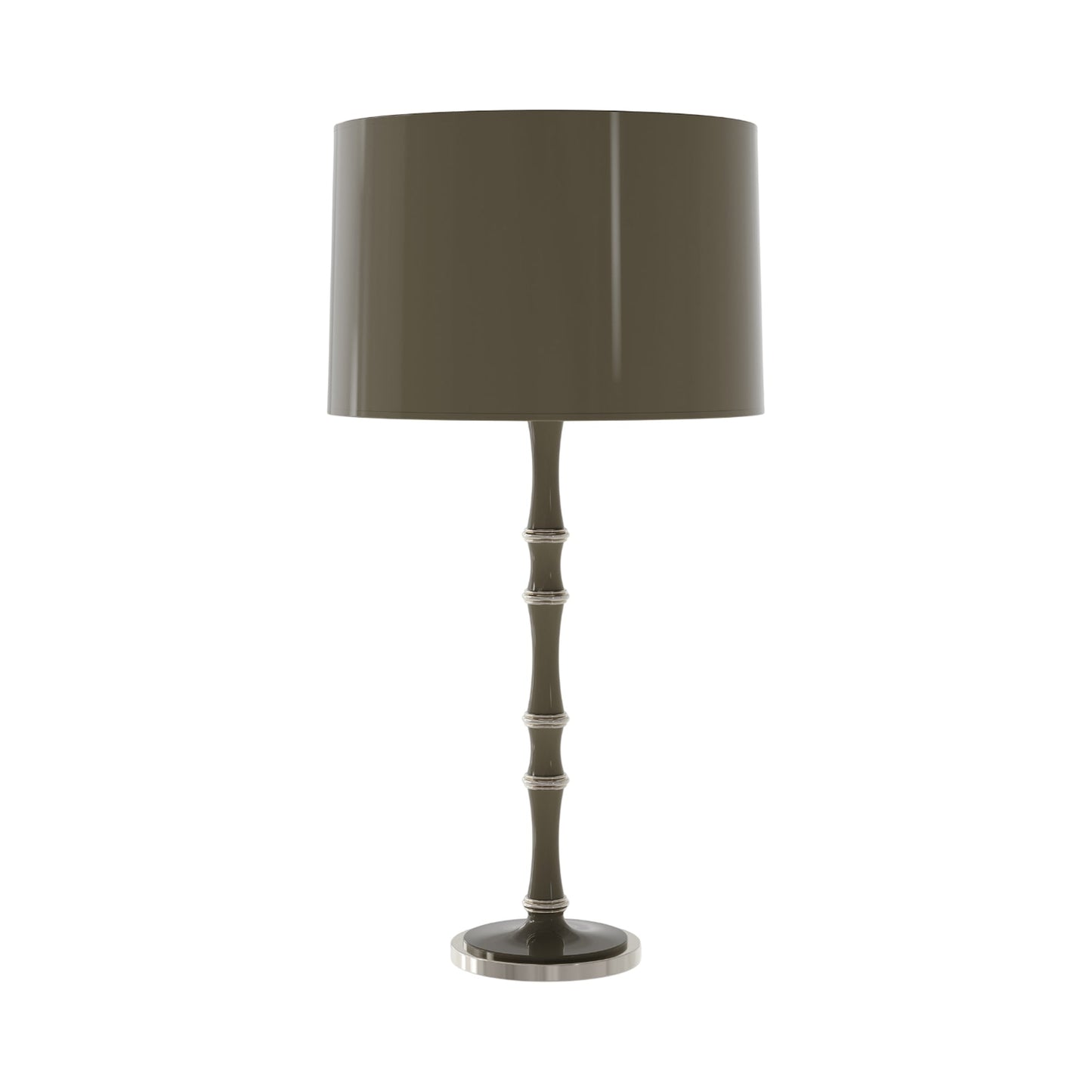 Kane Table Lamp in Smokey Taupe/Polished Nickel/Smokey Taupe.