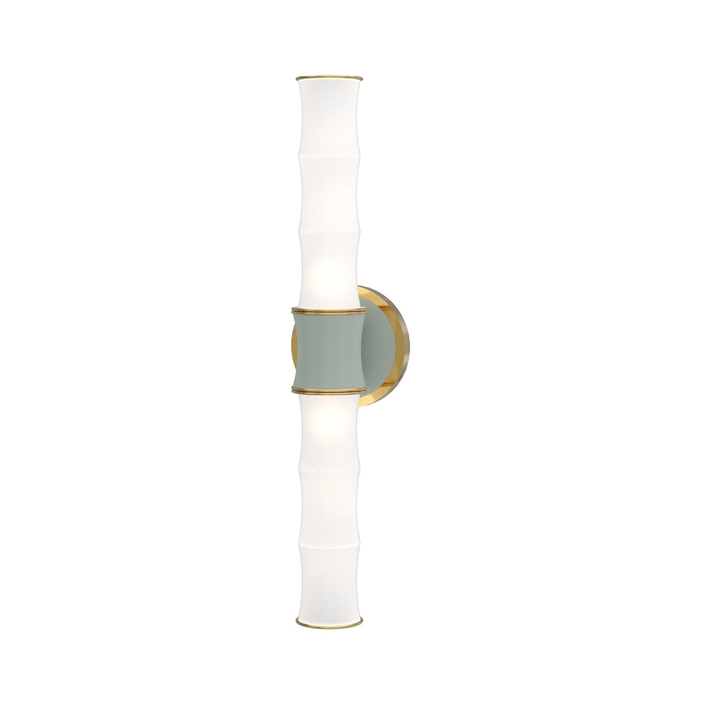 Kane Vertical Wall Light in Matte Celadon/Modern Brass.