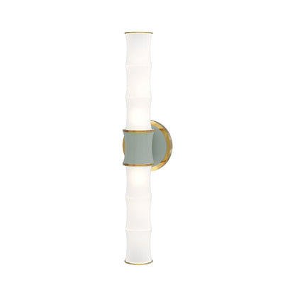 Kane Vertical Wall Light in Matte Celadon/Modern Brass.