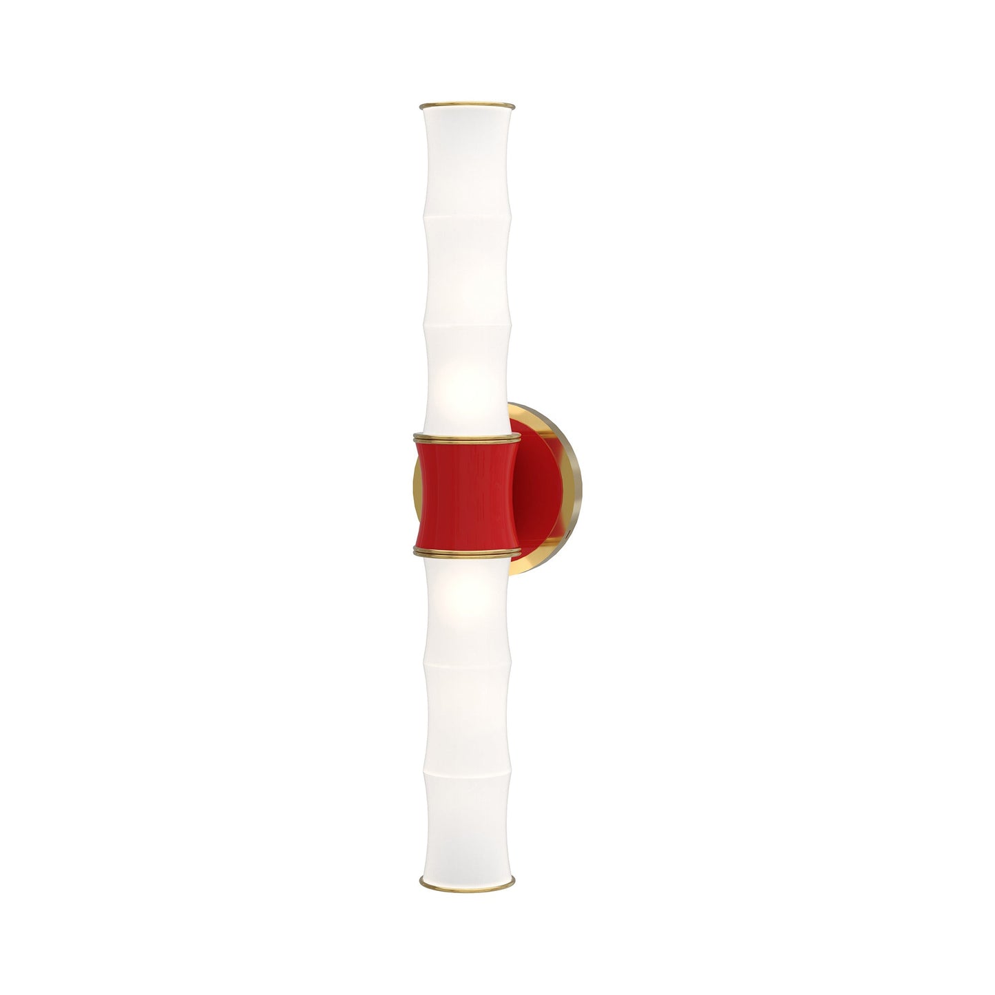 Kane Vertical Wall Light in Ruby Red/Modern Brass.