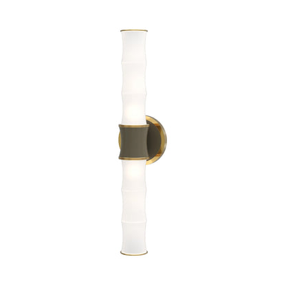 Kane Vertical Wall Light in Smokey Taupe/Modern Brass.