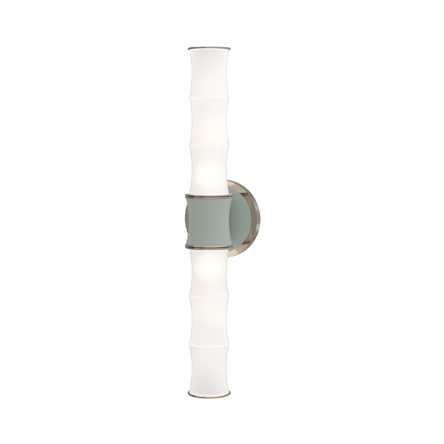 Kane Vertical Wall Light in Celadon/Polished Nickel.