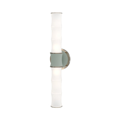 Kane Vertical Wall Light in Celadon/Polished Nickel.