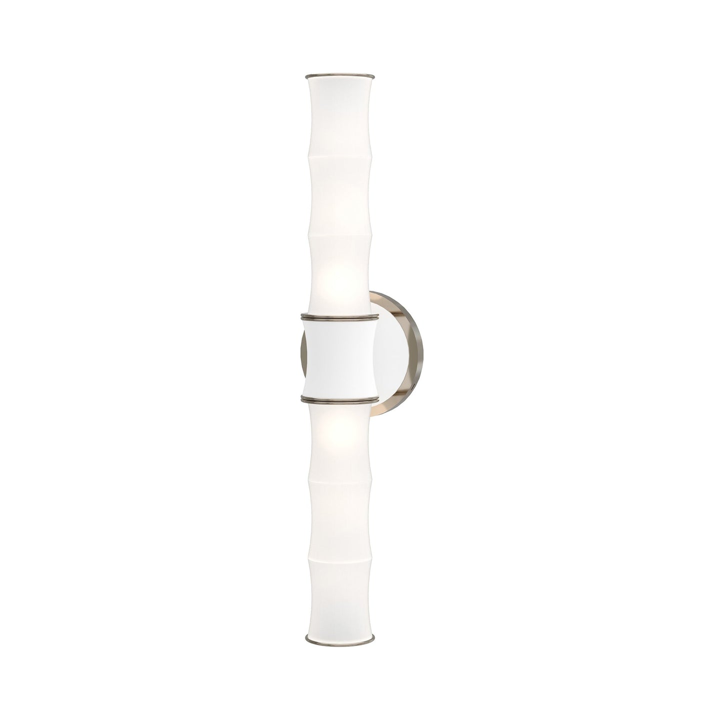 Kane Vertical Wall Light in Matte Daisy/Polished Nickel.