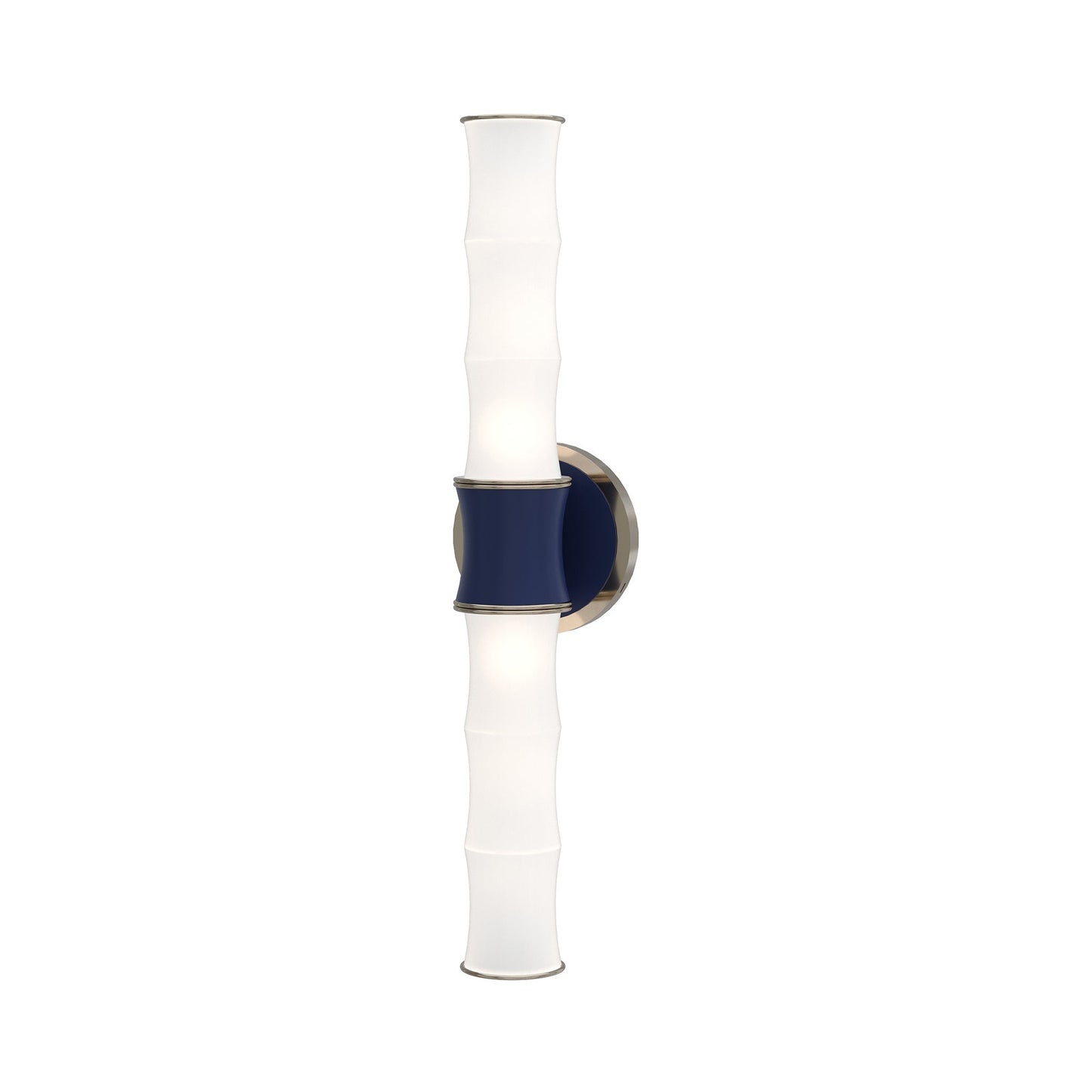 Kane Vertical Wall Light in Matte Midnight Blue/Polished Nickel.