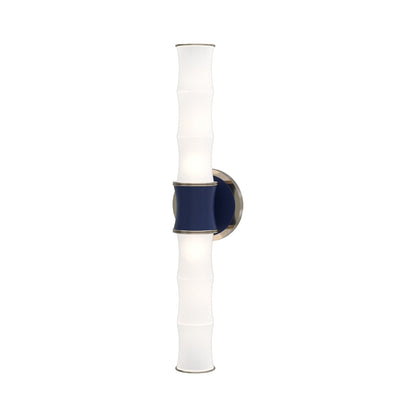 Kane Vertical Wall Light in Matte Midnight Blue/Polished Nickel.
