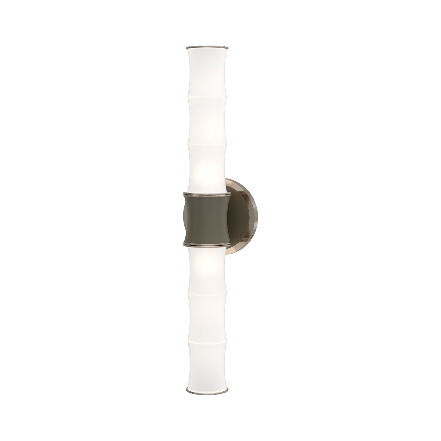 Kane Vertical Wall Light in Matte Smokey Taupe/Polished Nickel.