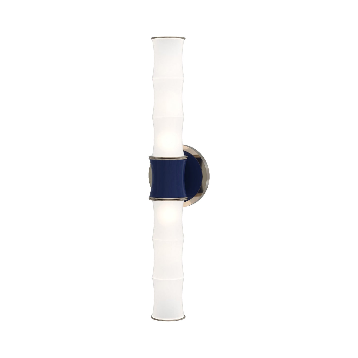 Kane Vertical Wall Light in Midnight Blue/Polished Nickel.