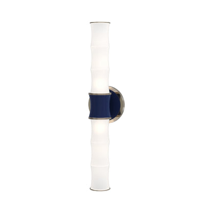 Kane Vertical Wall Light in Midnight Blue/Polished Nickel.