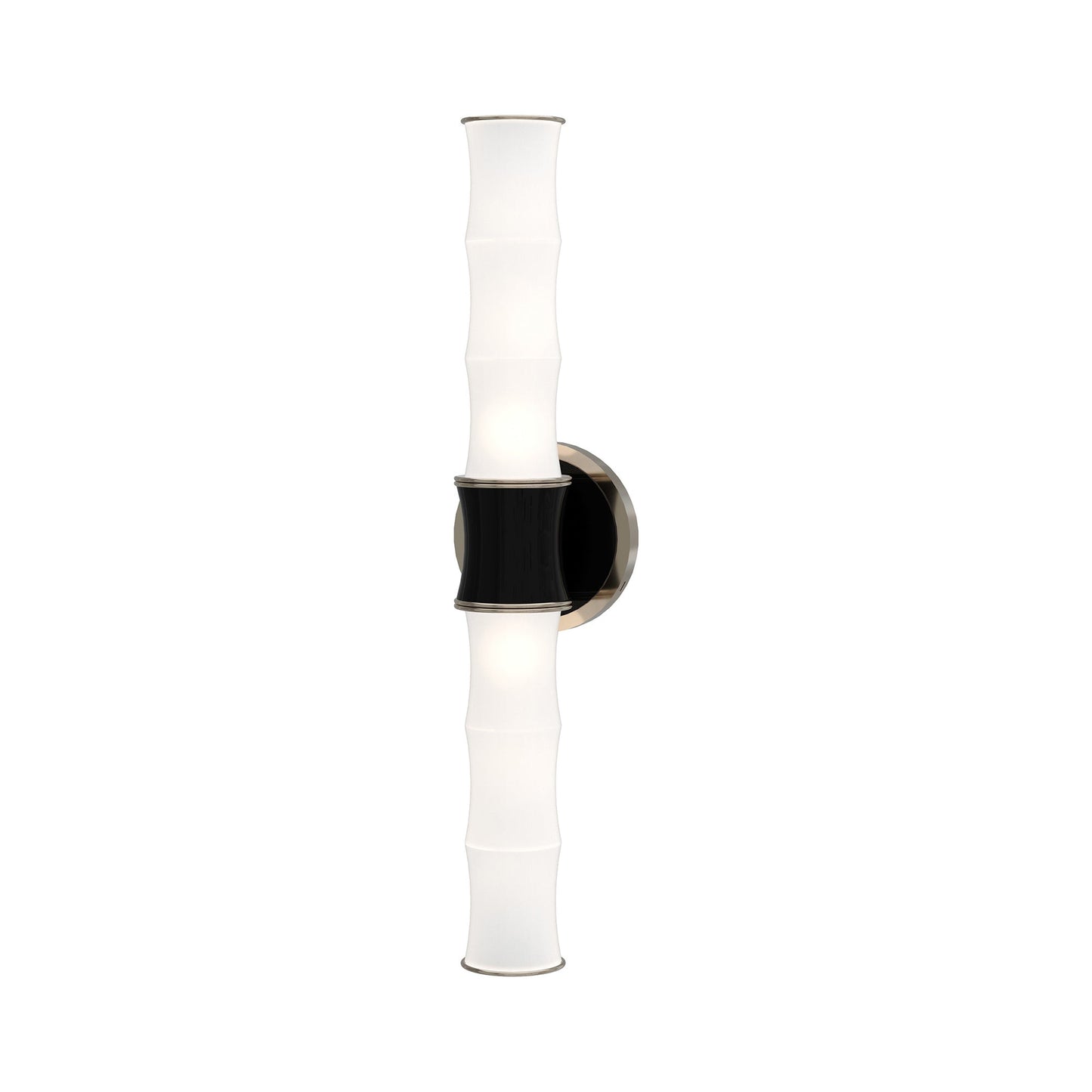 Kane Vertical Wall Light in Obsidian/Polished Nickel.