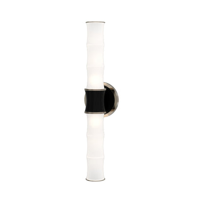 Kane Vertical Wall Light in Obsidian/Polished Nickel.