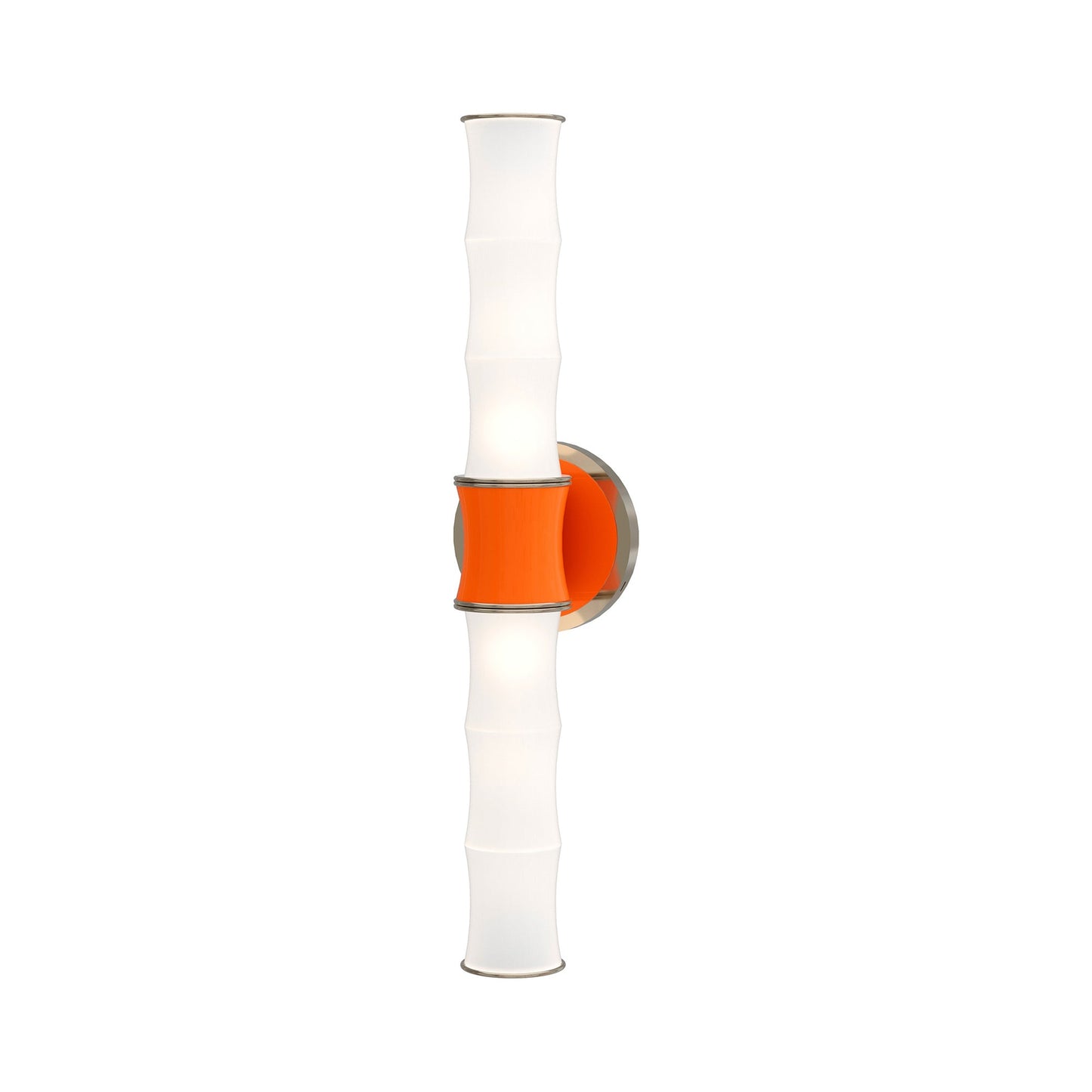 Kane Vertical Wall Light in Pumpkin/Polished Nickel.