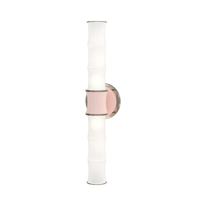 Kane Vertical Wall Light in Rose Water/Polished Nickel.