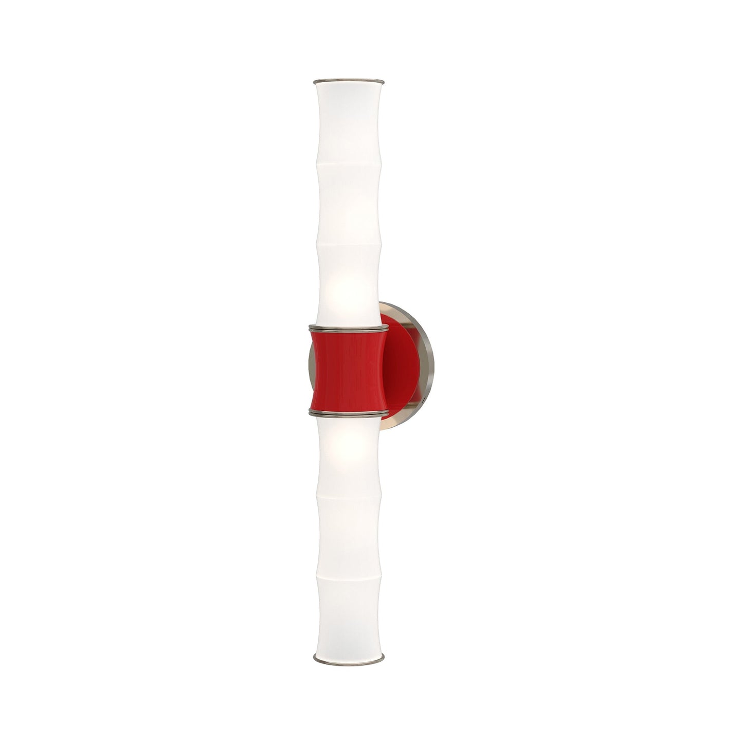 Kane Vertical Wall Light in Ruby Red/Polished Nickel.