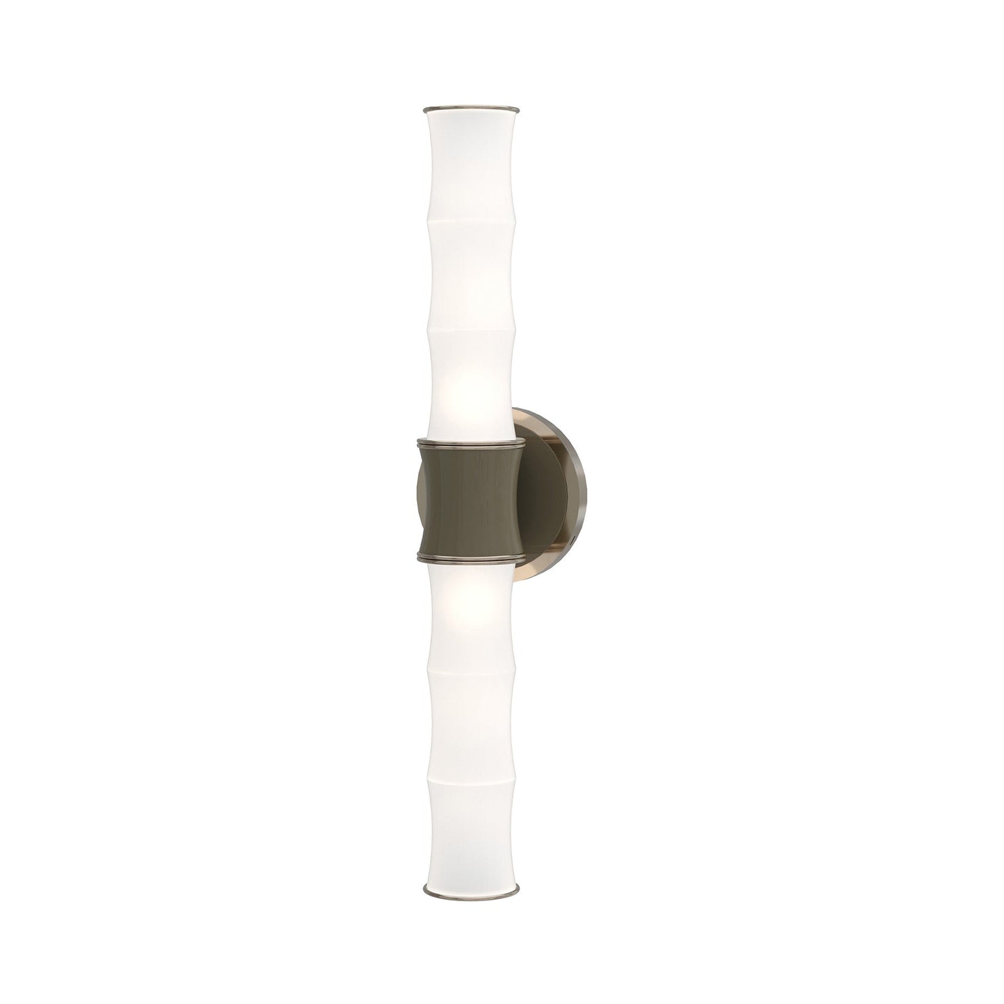 Kane Vertical Wall Light in Smokey Taupe/Polished Nickel.