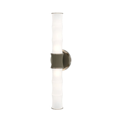 Kane Vertical Wall Light in Smokey Taupe/Polished Nickel.