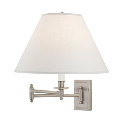 Kinetic Swing Arm Wall Light in Brushed Chrome/Oyster Linen.