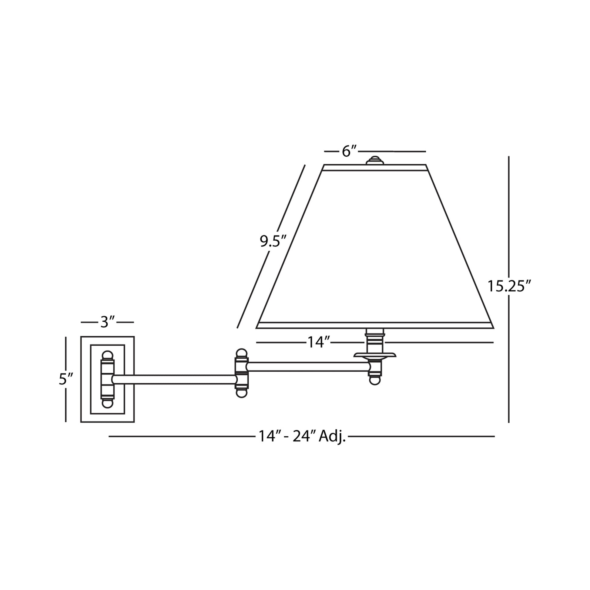 Kinetic Swing Arm Wall Light - line drawing.