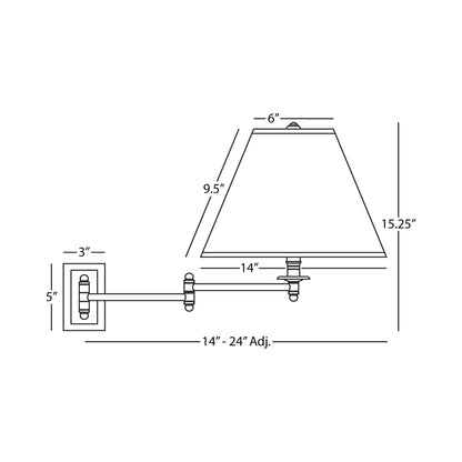 Kinetic Swing Arm Wall Light - line drawing.