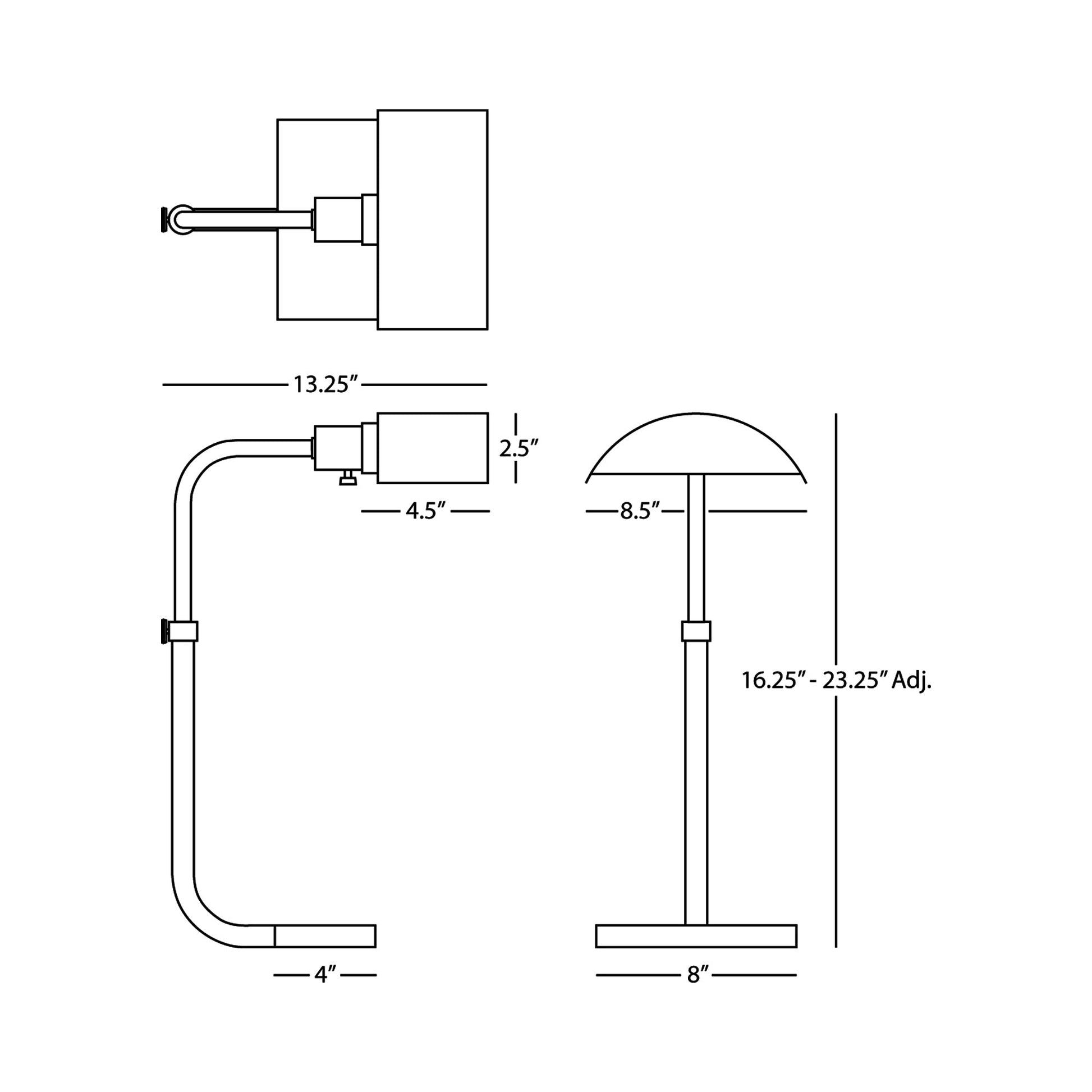 Koleman Adjustable Table Lamp - line drawing.