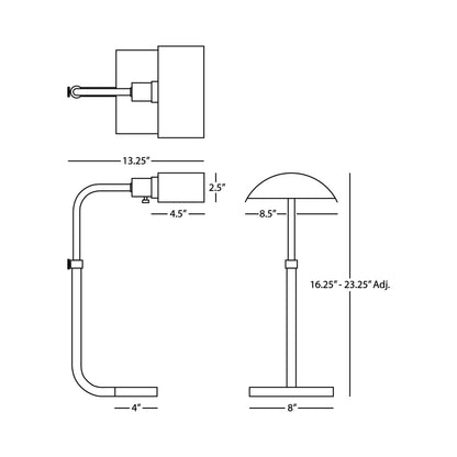 Koleman Adjustable Table Lamp - line drawing.
