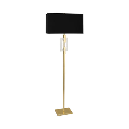 Lincoln Floor Lamp in Modern Brass/Black Opaque.