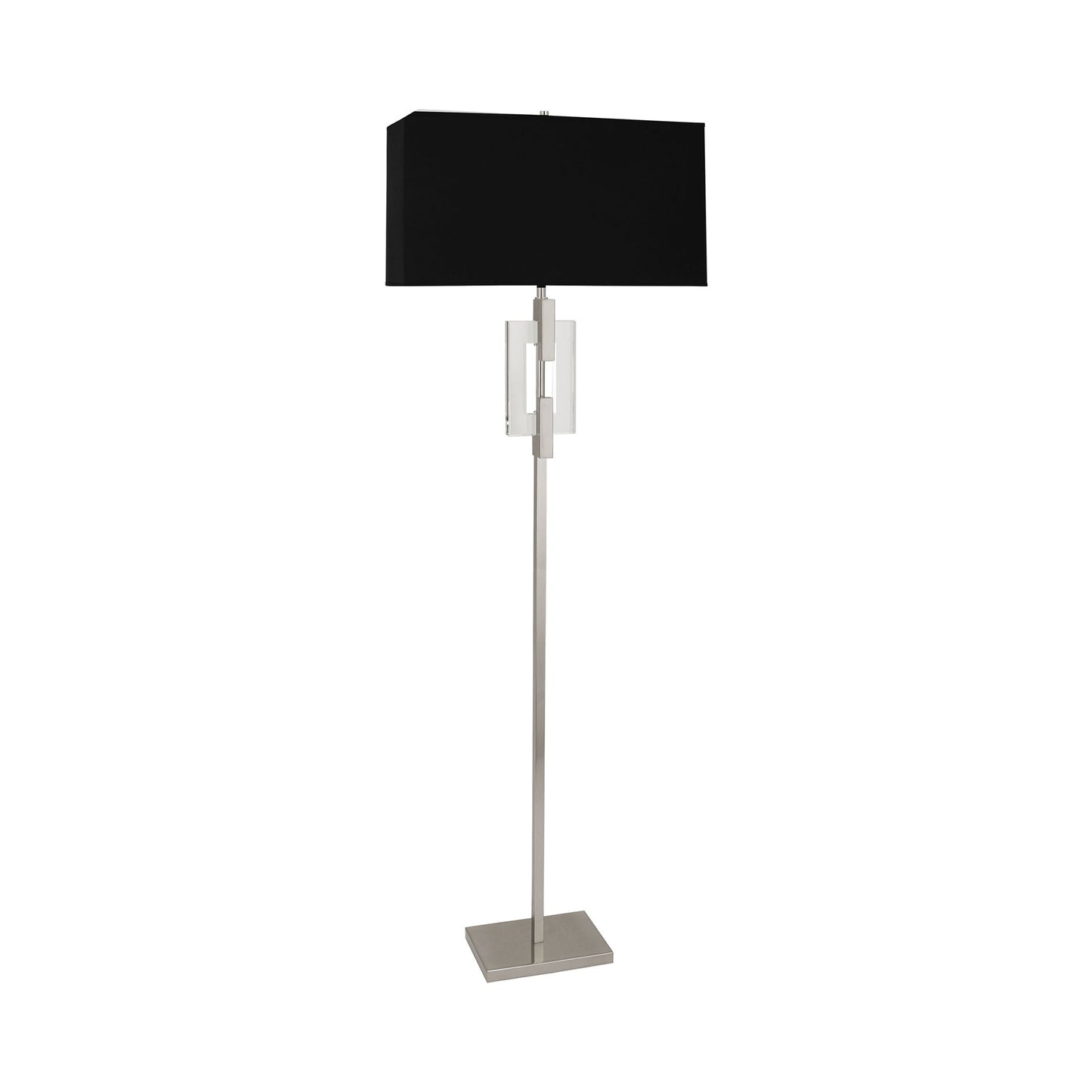 Lincoln Floor Lamp in Polished Nickel/Black Opaque.