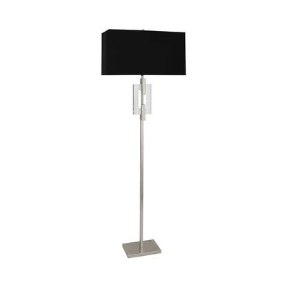 Lincoln Floor Lamp in Polished Nickel/Black Opaque.
