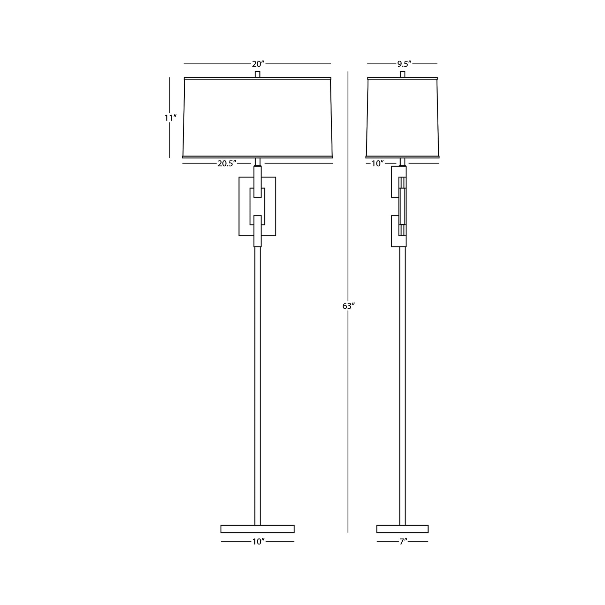 Lincoln Floor Lamp - line drawing.