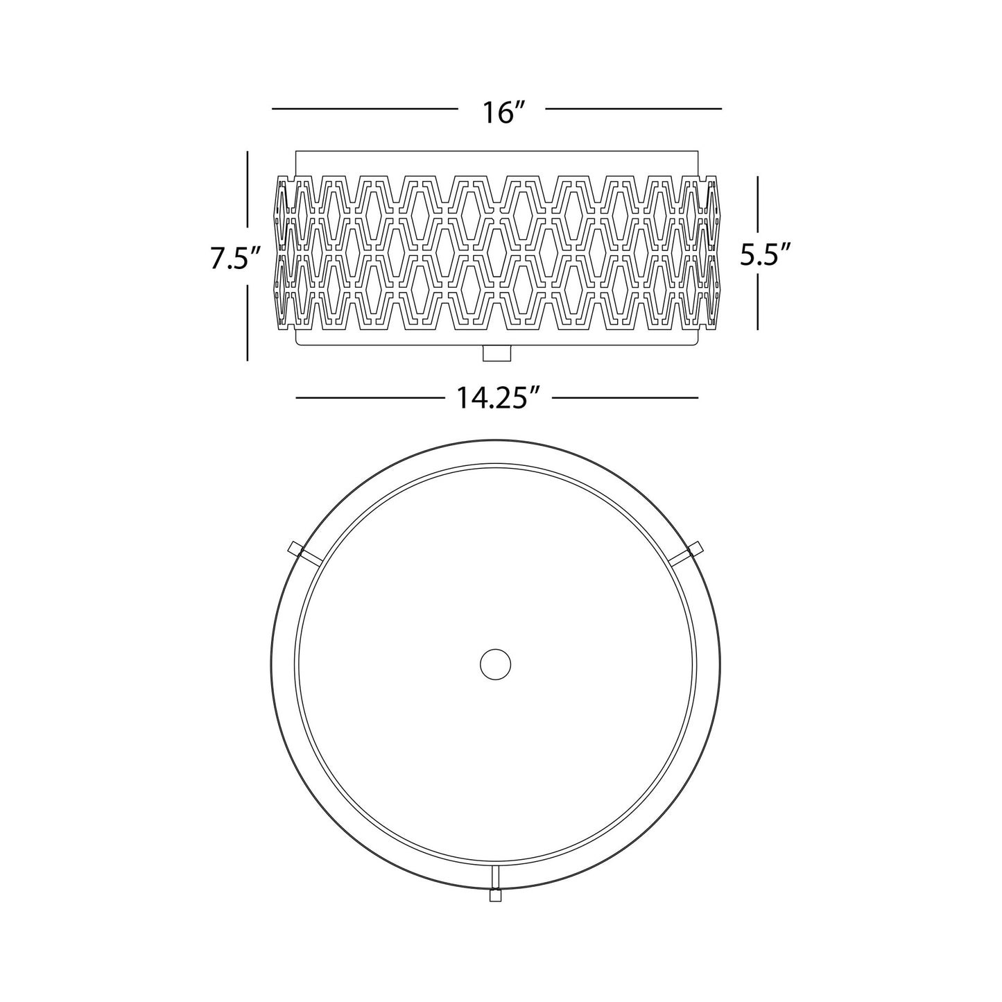 Marcel Flush Mount Ceiling Light - line drawing.