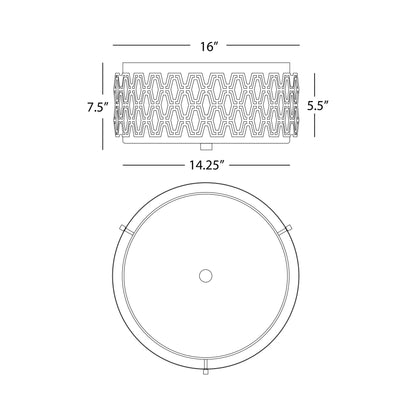 Marcel Flush Mount Ceiling Light - line drawing.