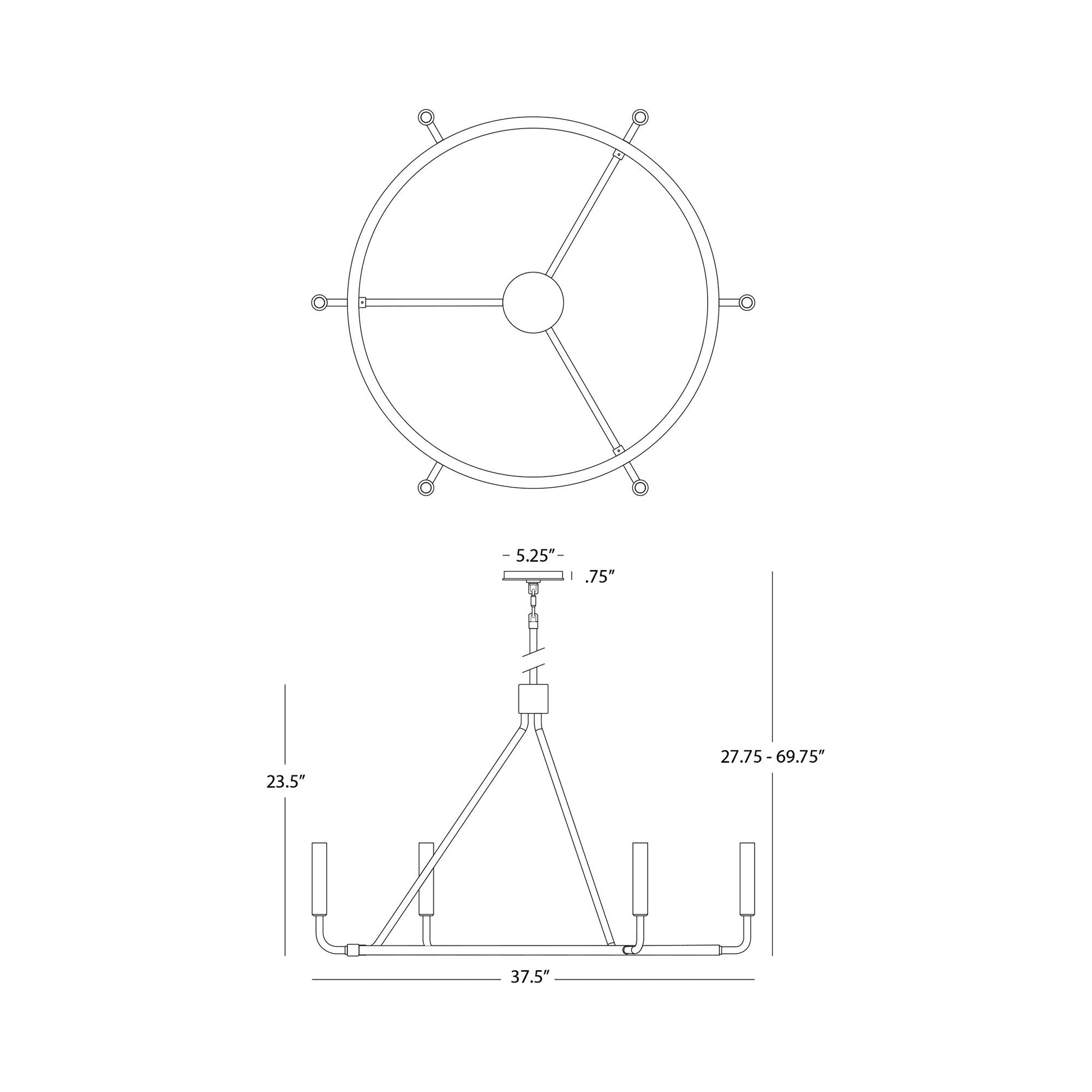 Mavisten Edition Carbonia Chandelier - line drawing.