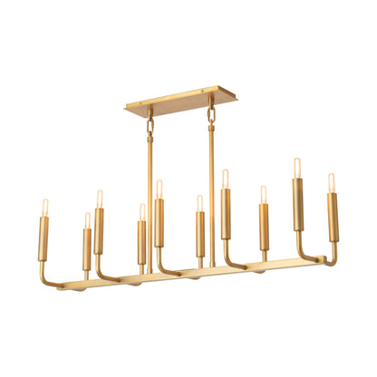 Mavisten Edition Carbonia Linear Chandelier in Lacquered Burnished Brass.