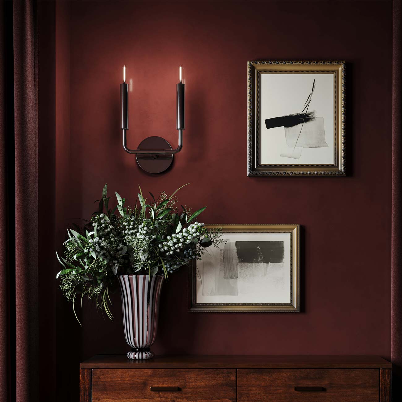 Mavisten Edition Carbonia Wall Light in living room.