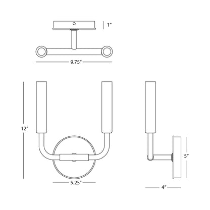 Mavisten Edition Carbonia Wall Light - line drawing.