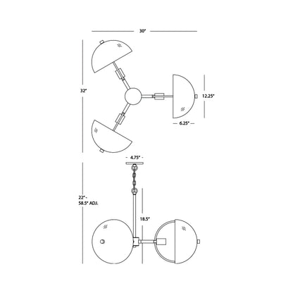 Mavisten Edition Copernica Chandelier - line drawing.