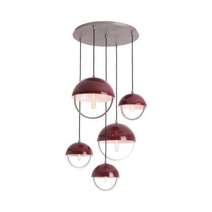 Mavisten Edition Copernica Multi Light Pendant Light in Pewter/Oxblood.